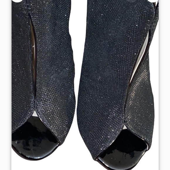 Caparros Women’s Pavlova Black Sparkling Open Toe Zip High Heel Booties. - Picture 3 of 7